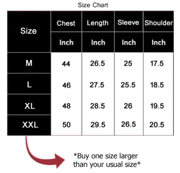 Qube By Fort Collins Men's Jacket size chart
