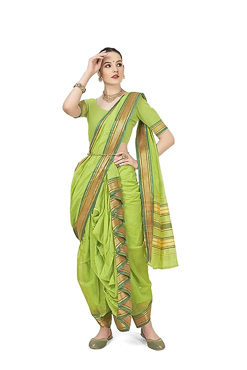 Aradhana Fashion Women's Engrossing Readymade Cotton Nauvari Saree