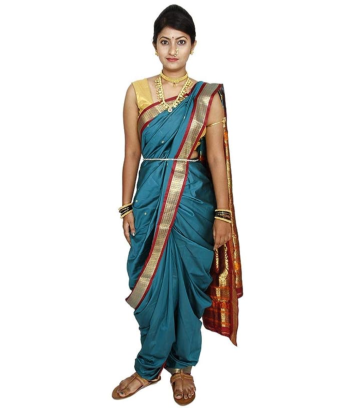 KALAPURI Women's Ready To Wear Navari Silk Saree Without Blouse Piece