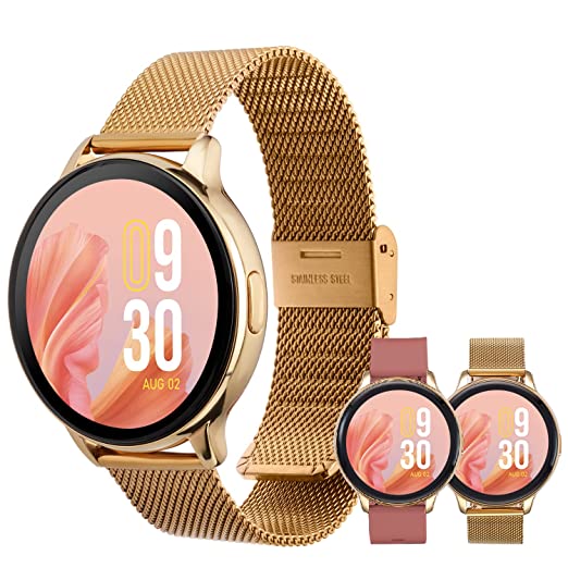 Vibez by Lifelong Smartwatch for Women Metal Strap & HD Display, Bluetooth Calling, Multiple Watch Faces, Health Tracker, Sports Modes & Free Silicone Strap (VBSWW270, Gold) Vibez by Lifelong Smartwatch for Women Metal Strap & HD Display, Bluetooth Calling, Multiple Watch Faces, Health Tracker, Sports Modes & Free Silicone Strap (VBSWW270, Gold)