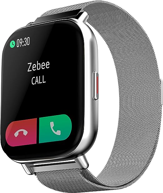 ZEBRONICS ZEB-FIT7220CH Bluetooth Smart Watch,4.4cm Full Touch Curved Screen, Metal Body & Metal Strap,7 Days Data Storage,SpO2, BP & Heart Rate Monitor, IP67 Waterproof (Metallic Silver)