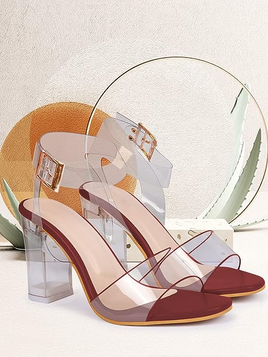 ZAPATOZ Stylish Block Transparent Heels For Women